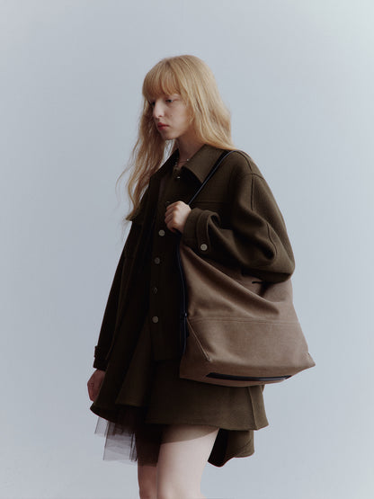 FUSSED Rebel Heiress Wool Blend Jacket – Chocolate Brown FOF-25AW192b
