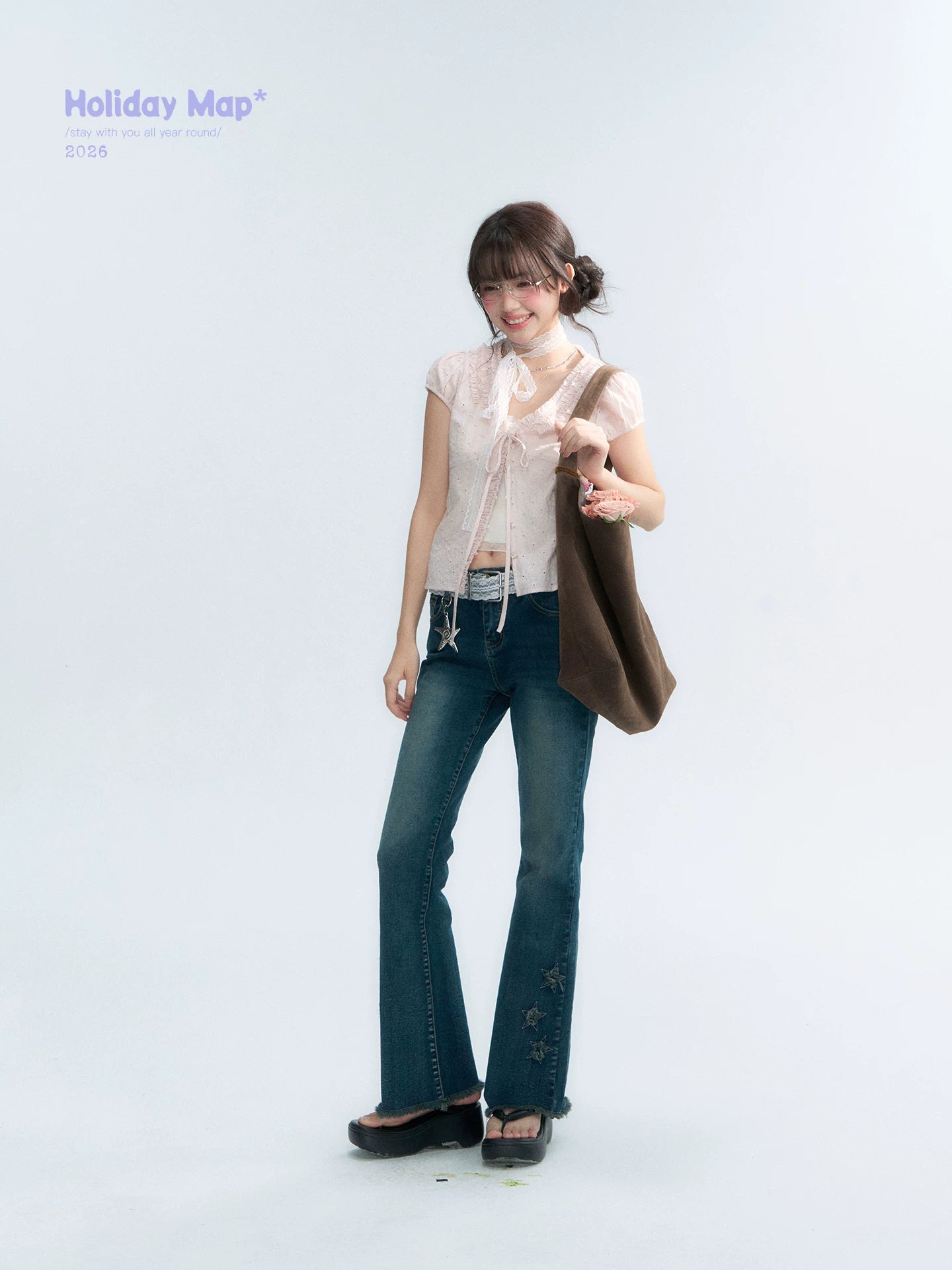 "Blush Sweetheart" Embroidered Puff Sleeve Blouse
