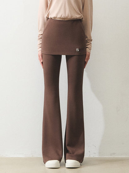 "晨间漫步" Morning Stroll Knit Set – Faux-Layered Top & Flared Yoga Pants