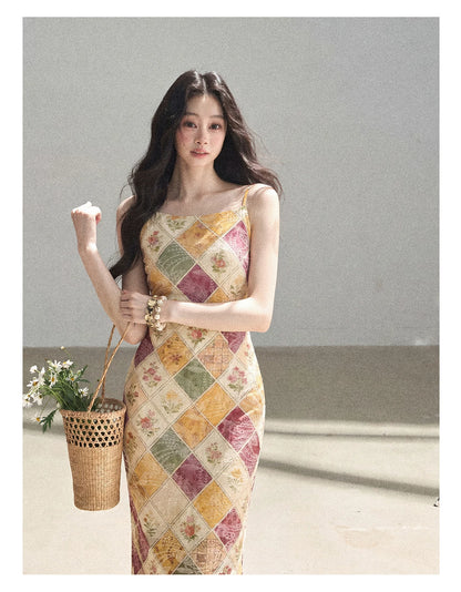 "In Her Lingering Gaze" Van Dyke Brown Floral Cami Bodycon Mini Dress