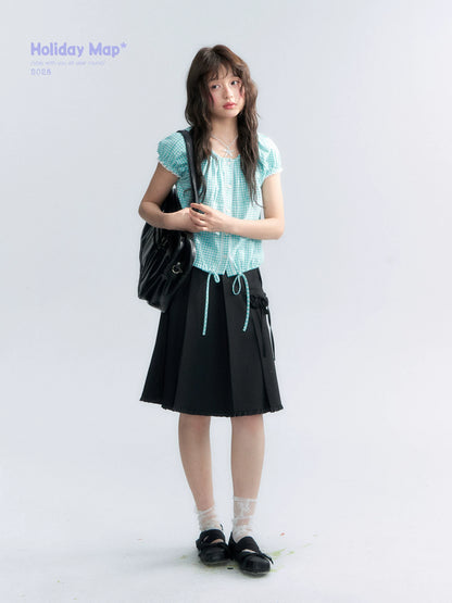 "Midnight Academy" Black Pleated Mini Skirt