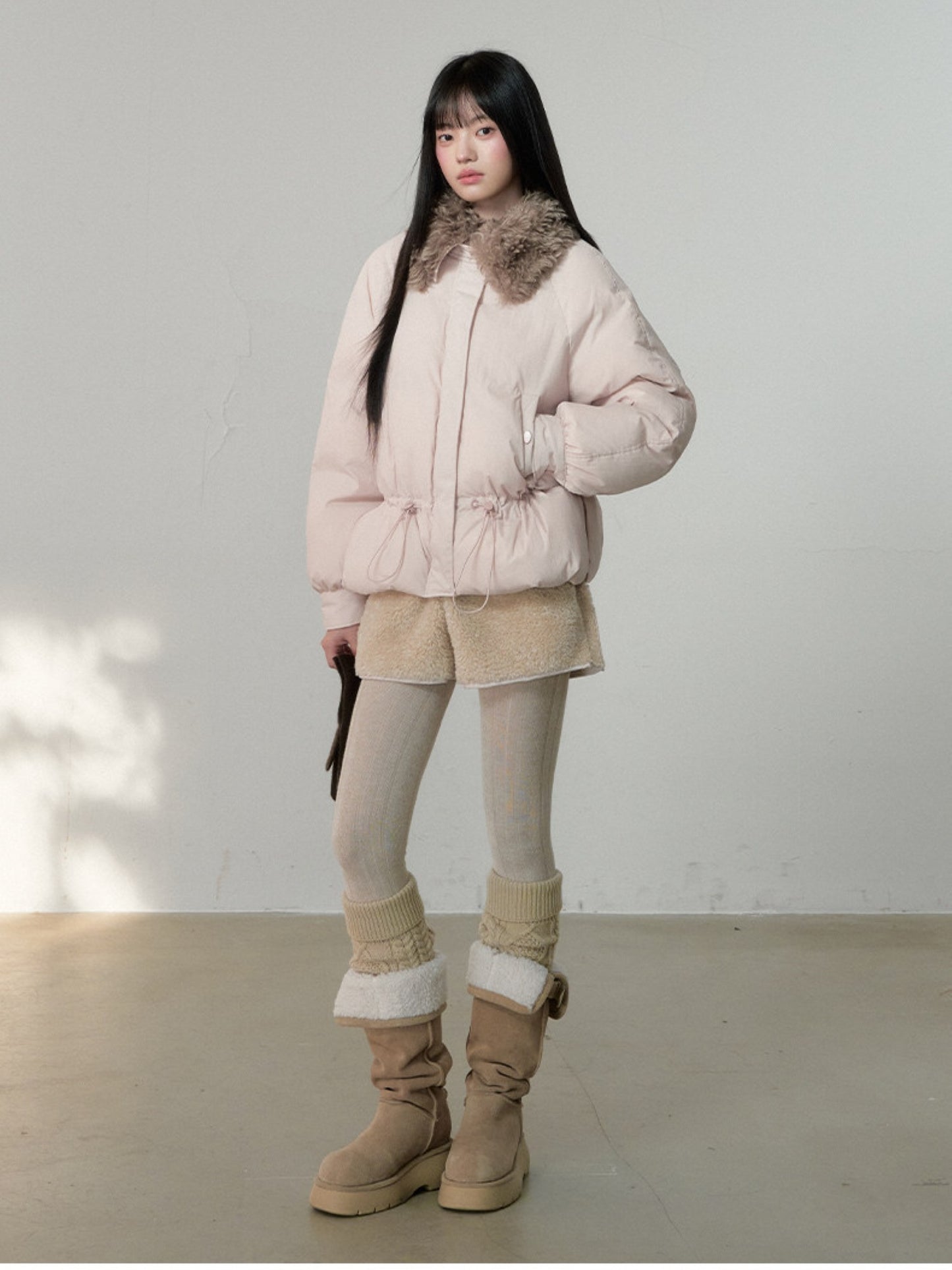 Soote Season - Sweet Cream Pink Faux-Fur Collar Puffer Jacket