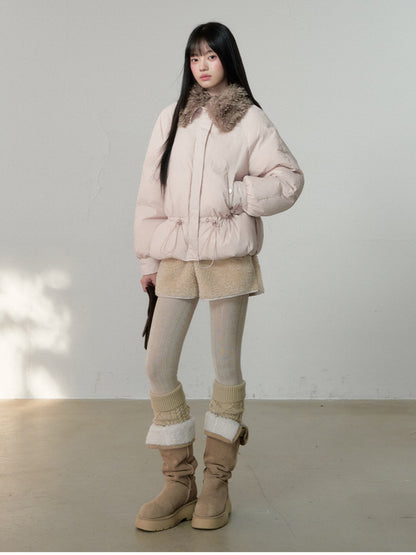 Soote Season - Sweet Cream Pink Faux-Fur Collar Puffer Jacket