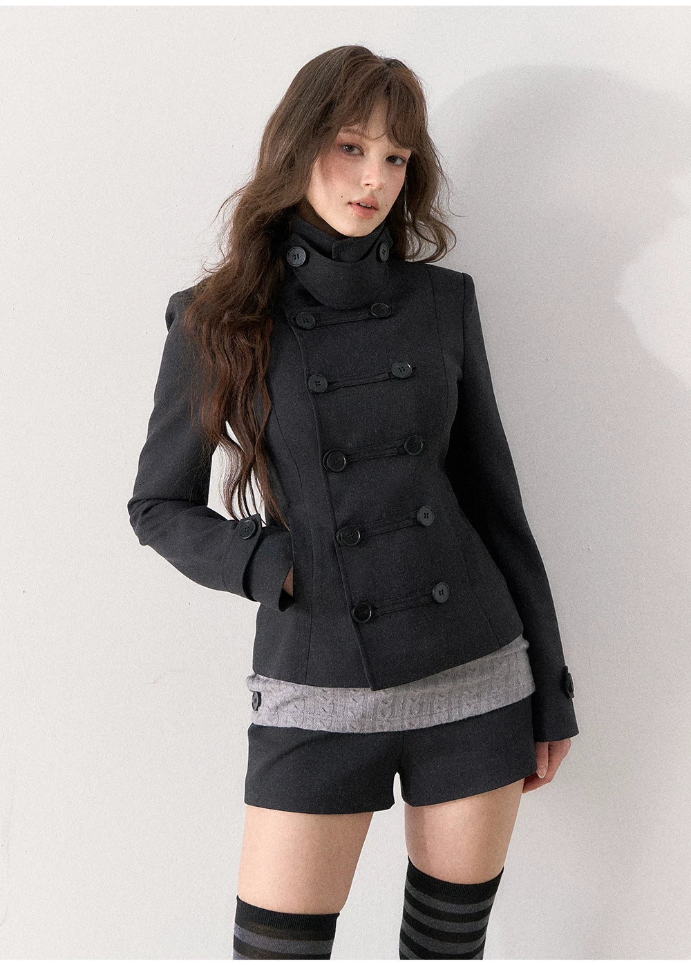 [TMMG] Napoleon-Inspired Double-Breasted Blazer & Cuffed Shorts Set