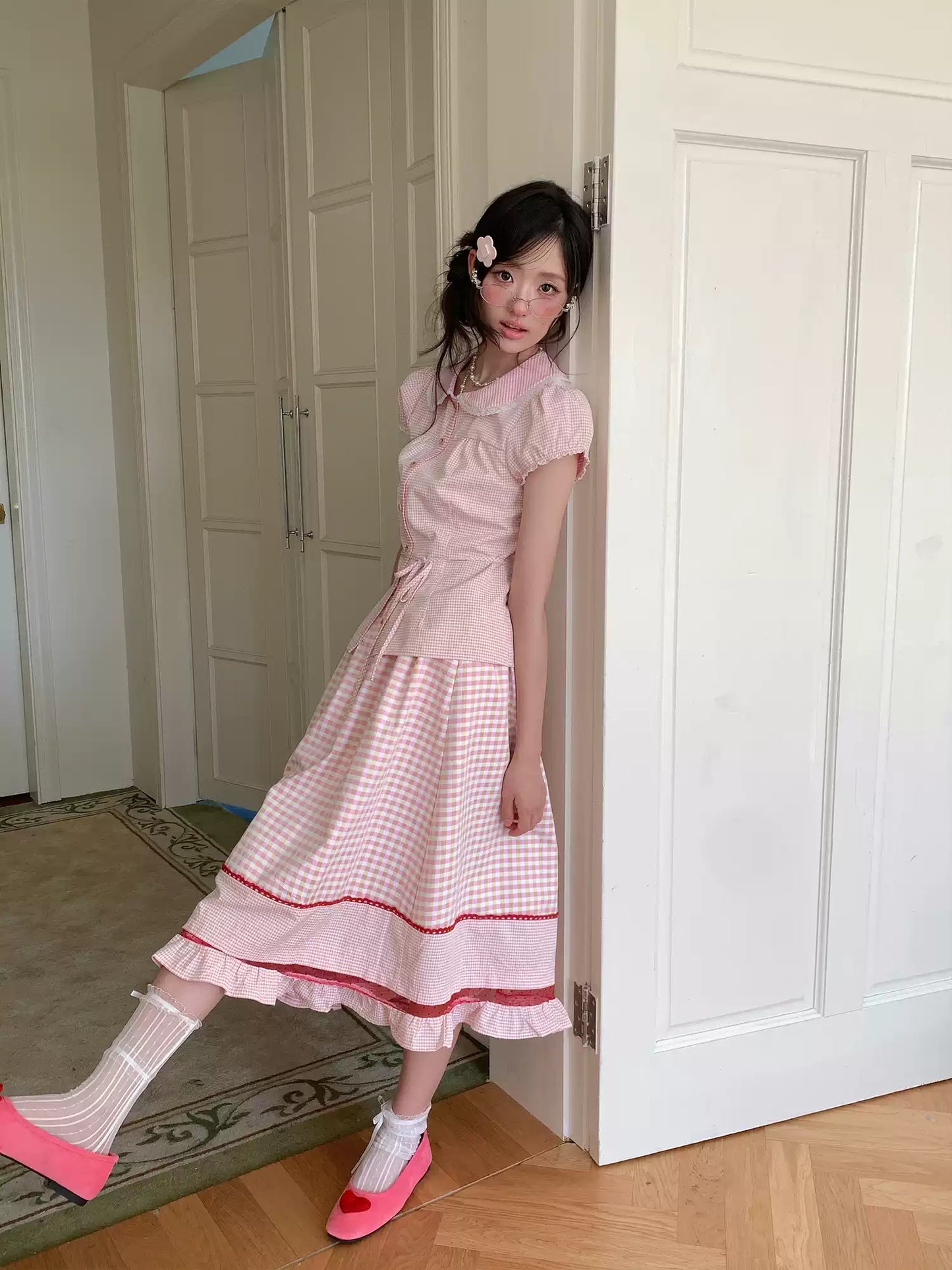 “Pink Plaid Daydream” Pink Plaid Skirt Set