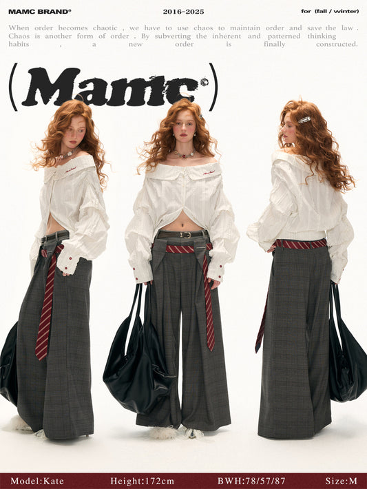 MAMC - White Striped Layered V-Neck Shirt