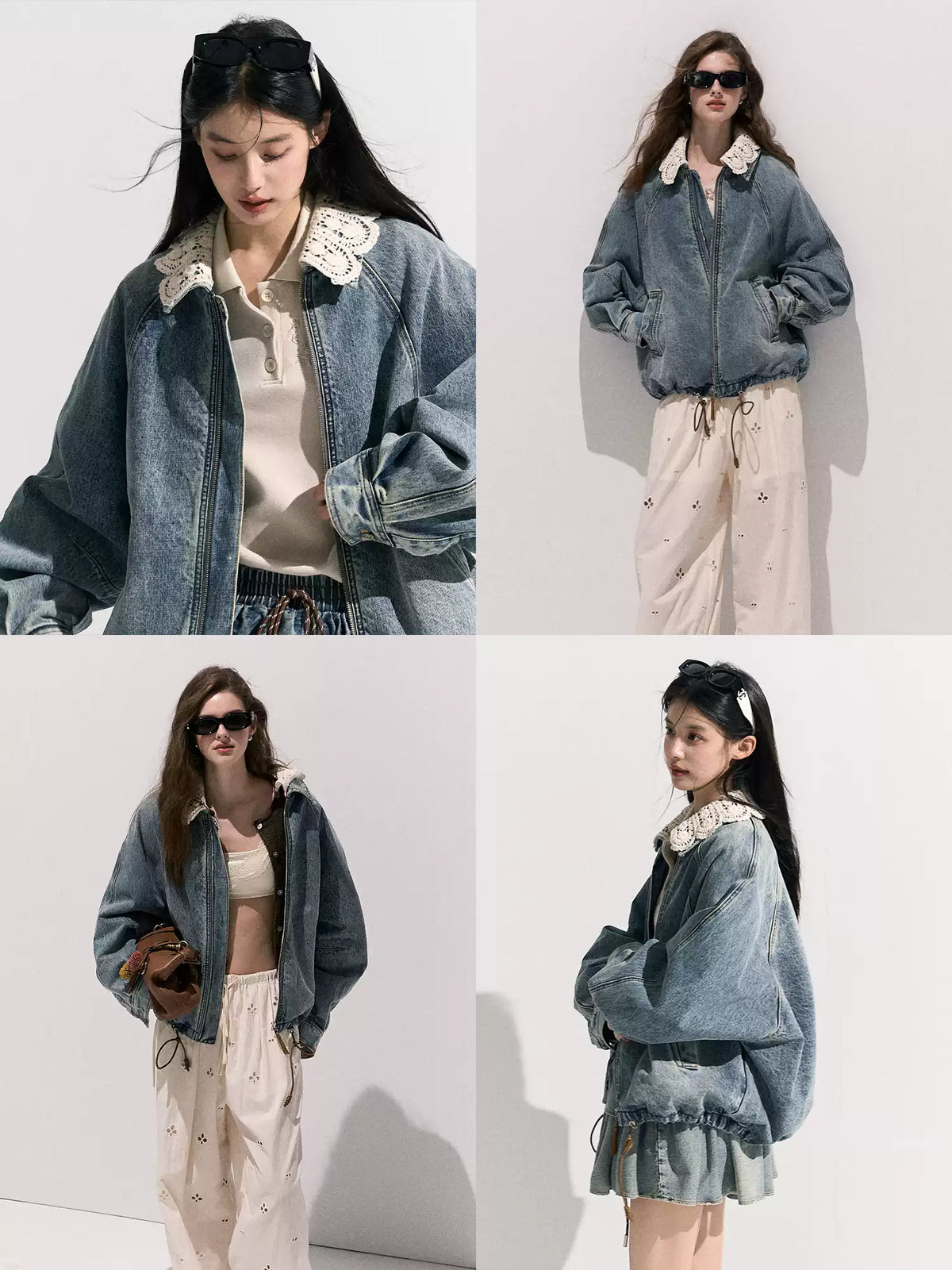 OAKMOO/  "When Grapes Are Ripe" Vintage Washed Denim Jacket & Skirt Set