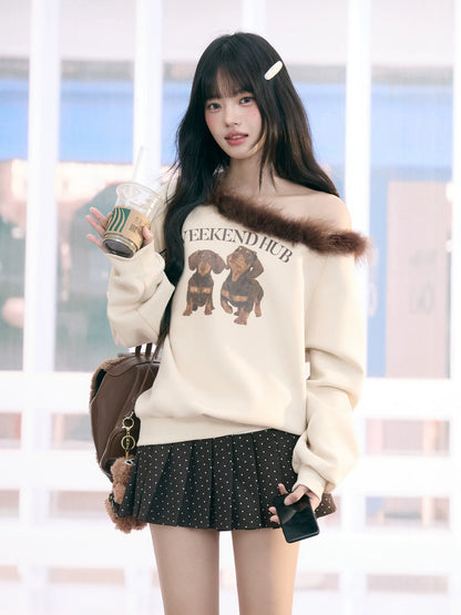 "Cozy Departure" Apricot Off-Shoulder Sweatshirt