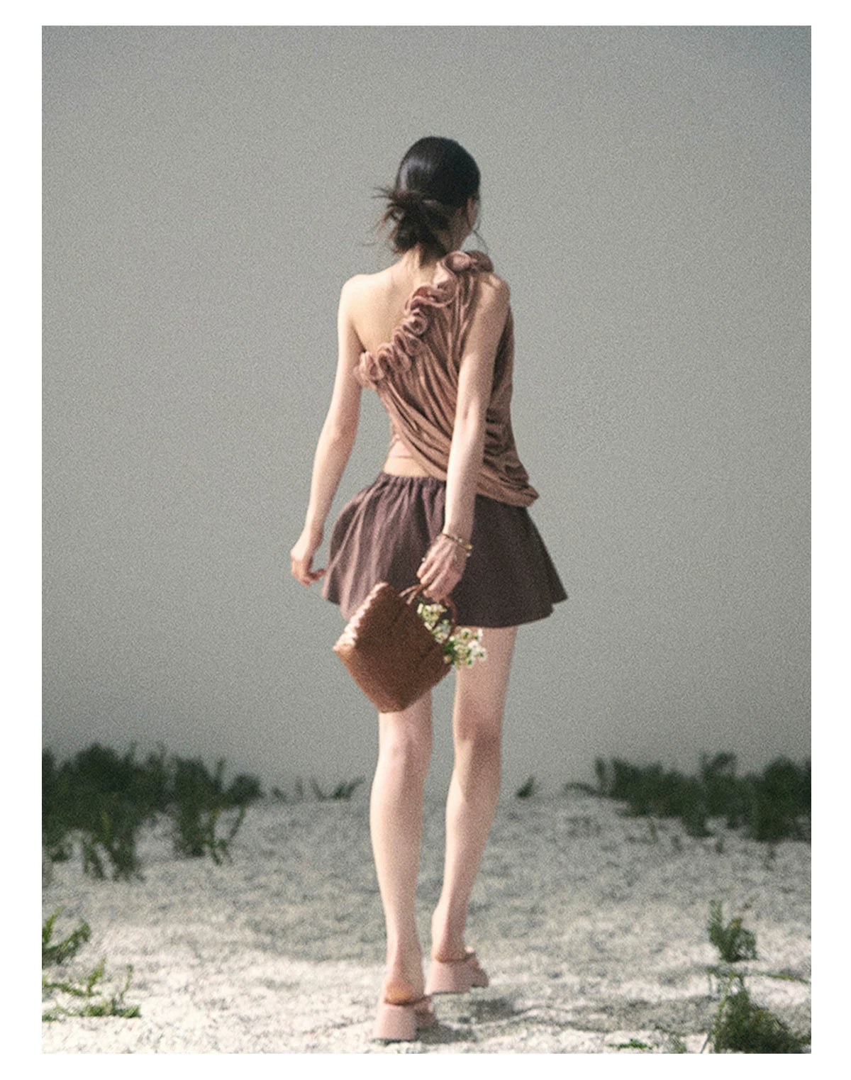 “Where Spring Petals Fall” Dusty Rose Ruffle Off-Shoulder Top