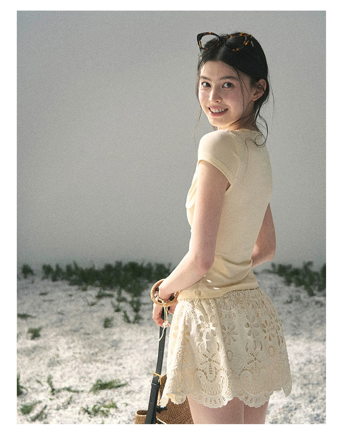 “Lost in Your Embrace” Dutch Cream Lace Puff Skort