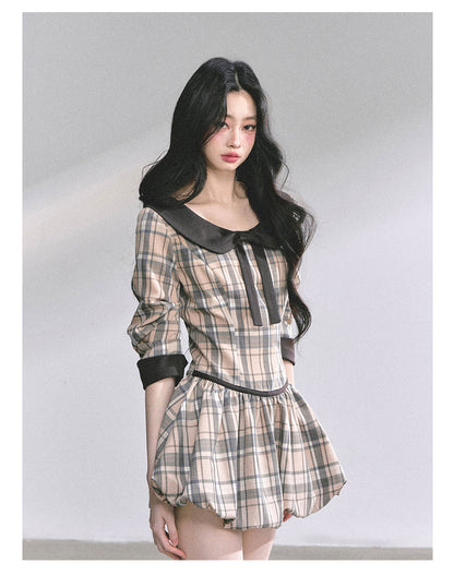 少也眼 "Miss Diana" Plaid French Babydoll Dress 78658645