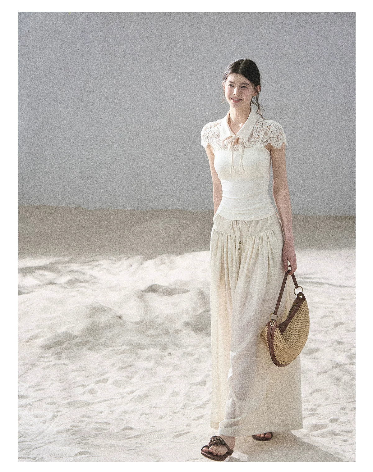 "Moonlit Rose Sonata" Cream Ivory Cami Top & Cape Set