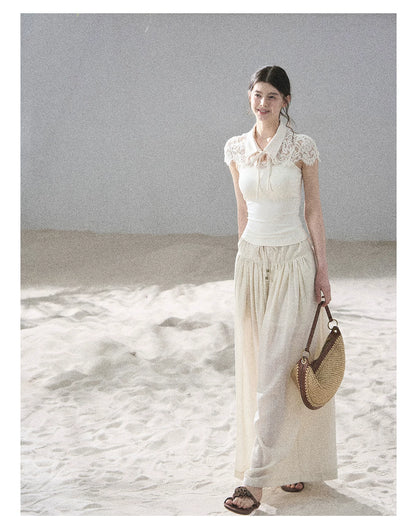 "Moonlit Rose Sonata" Cream Ivory Cami Top & Cape Set