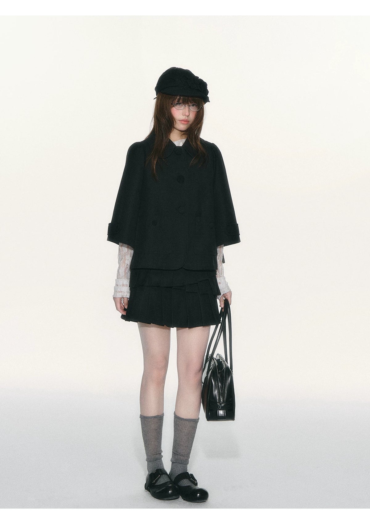 JOVYLLE - Black Preppy Blazer & Skirt Set