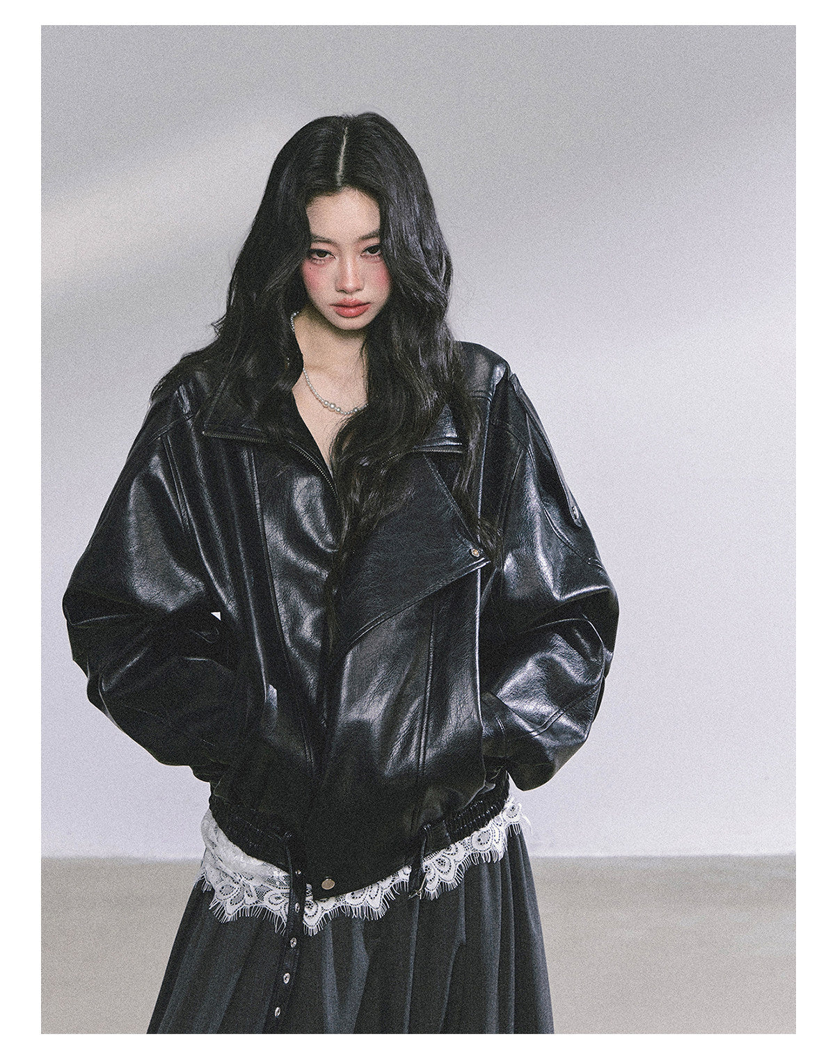 AOMALM - Cool Girl American Biker PU Leather Jacket