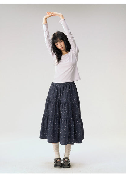 [CAN] “Rose in Bloom” Lavender Knit Cardigan & Floral Skirt 3-Piece Set