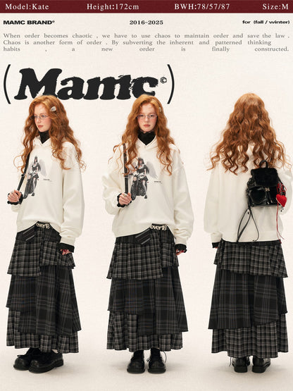 MAMC - White Oversized Hoodie – Playful Maid Streetwear Pullover WE829
