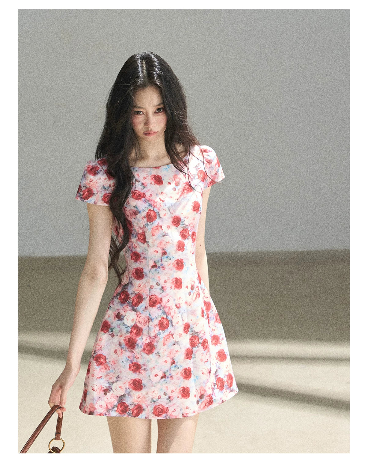"Half a Rose" Dried Rose Fit & Flare Mini Dress