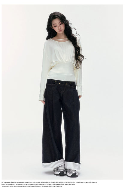 24olvides - Low-Rise Flare Jeans with Vintage Stud Details