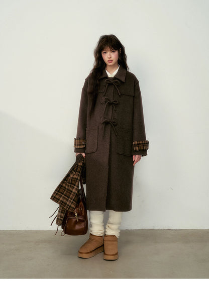 SunsetPark - Vintage Teddy Bear Bow Toggle Wool Coat (Blush Pink / Brown Bear)