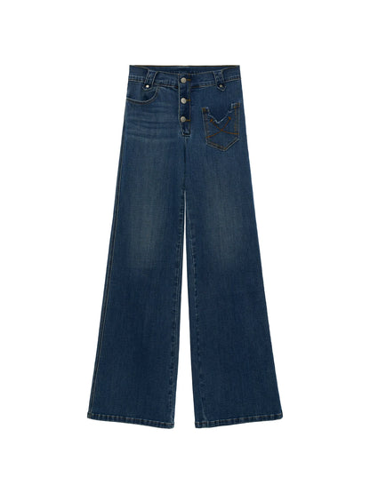 Vintage Blue Wide-Leg Denim Jeans