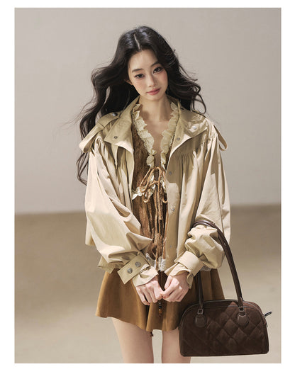 170726 "Where the Wind Wanders" Light Sand Cropped Utility Jacket