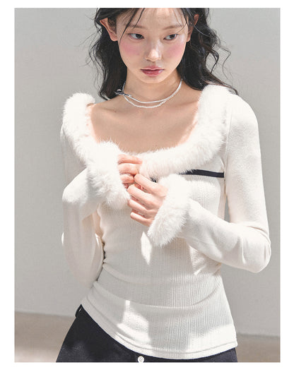 少也眼 “Hidden in Moonlight” Plush-Knit Winter Tee 84513541