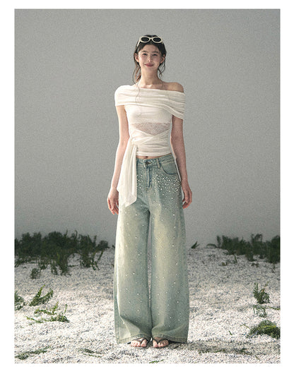 “Cicada Summer” Pure White Lace Cutout Top