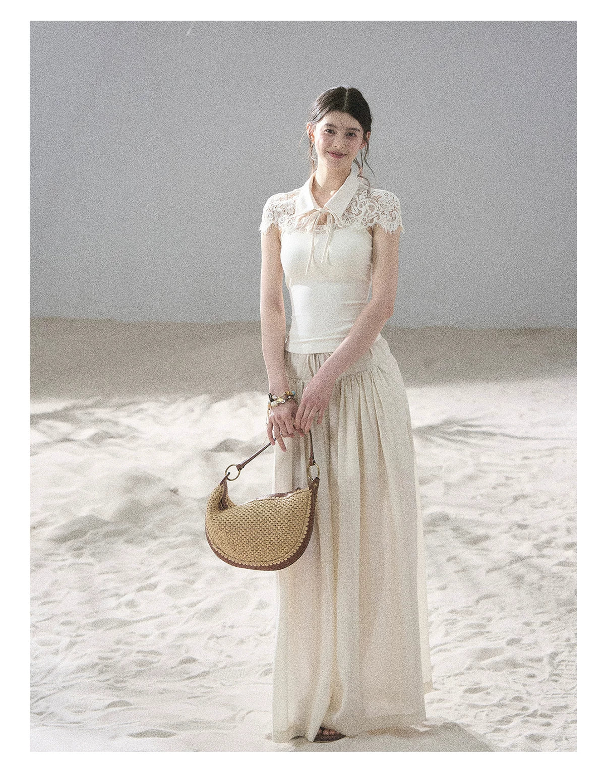 "Moonlit Rose Sonata" Cream Ivory Cami Top & Cape Set