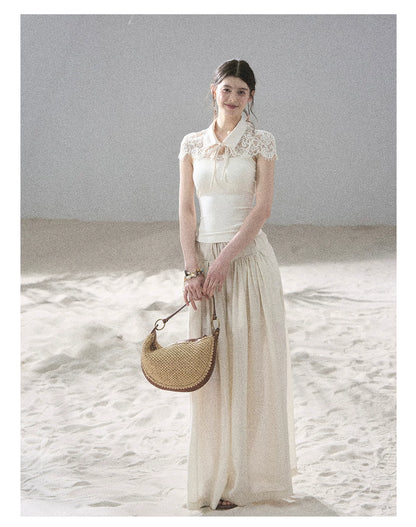 "Moonlit Rose Sonata" Cream Ivory Cami Top & Cape Set