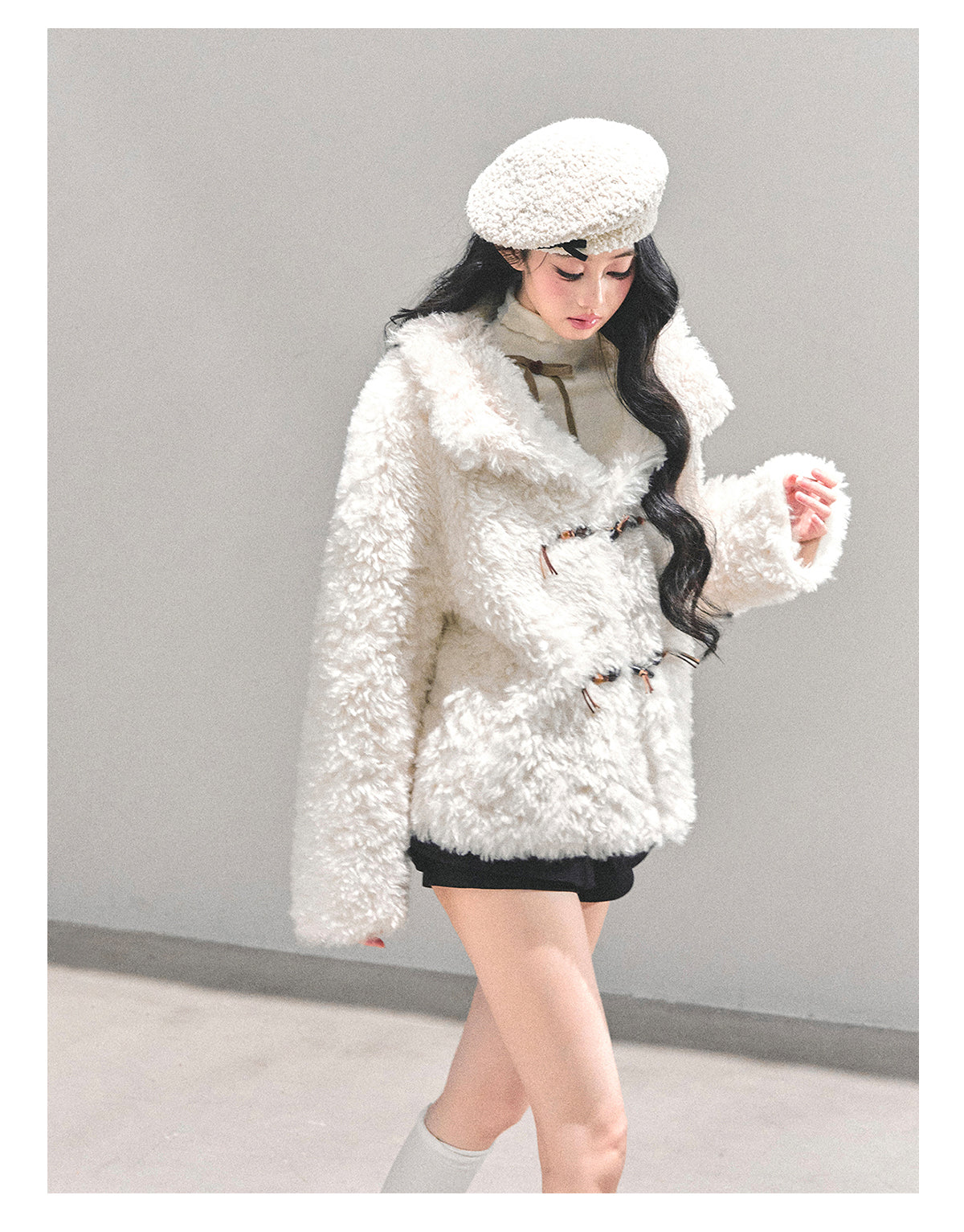 少也眼 “Soft Snow” Shearling Wool-Blend Jacket 3484356132