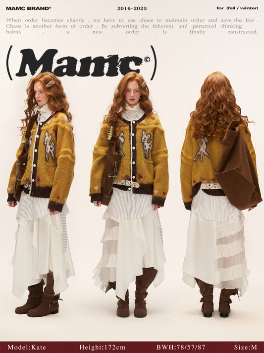 MAMC - Cute Bow Deer Knit Cardigan (Yellow)