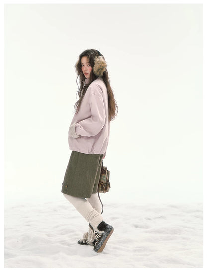 CANSTORE - "Peach Cloud" Pink Quilted Double-Breasted Jacket