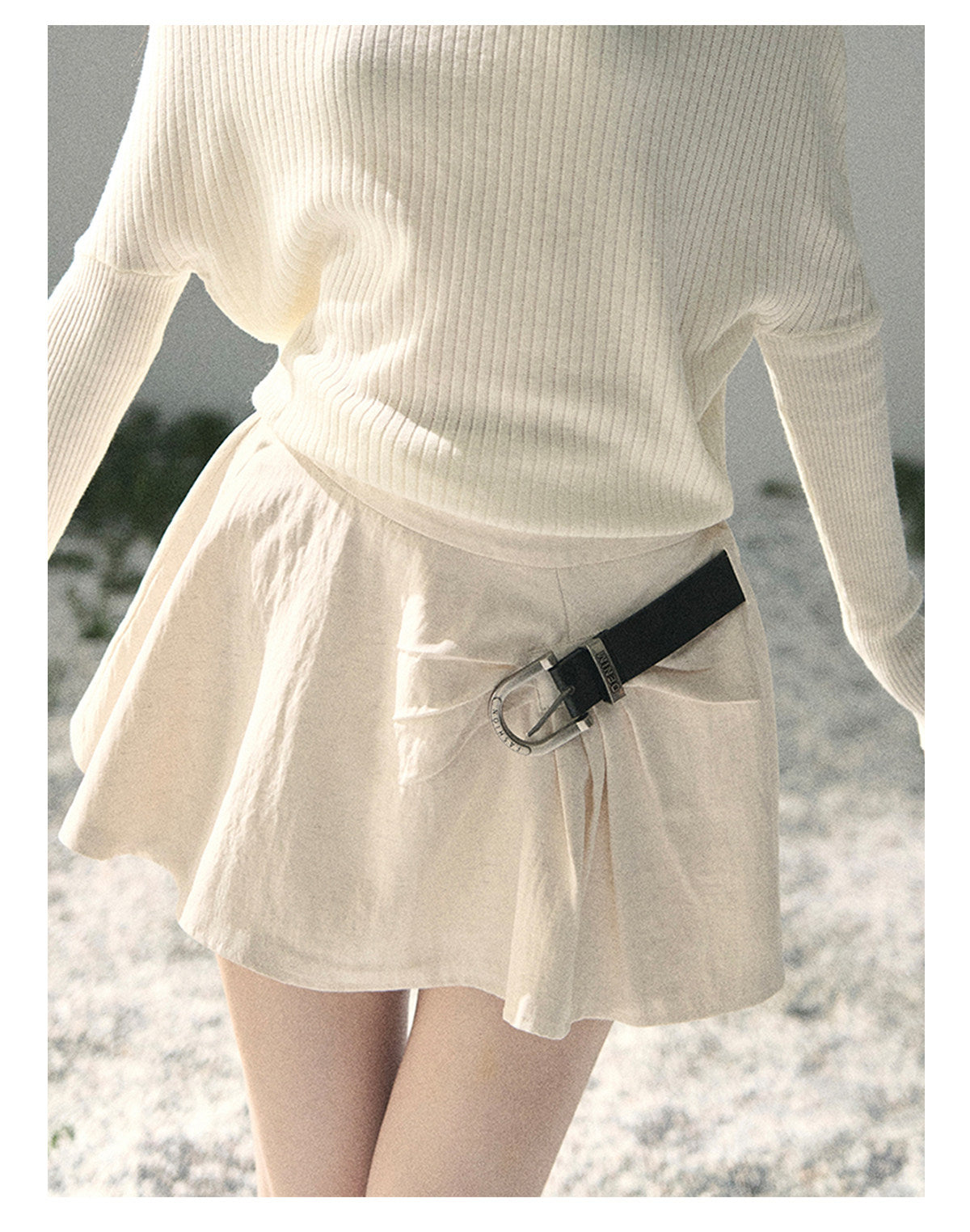 “Ashes of Yesterday” Moonstone White Off-Shoulder Layered Knit Top