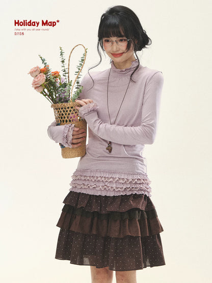 "Misty Ripples" Misty Lavender Lace Mock Neck Knit Top