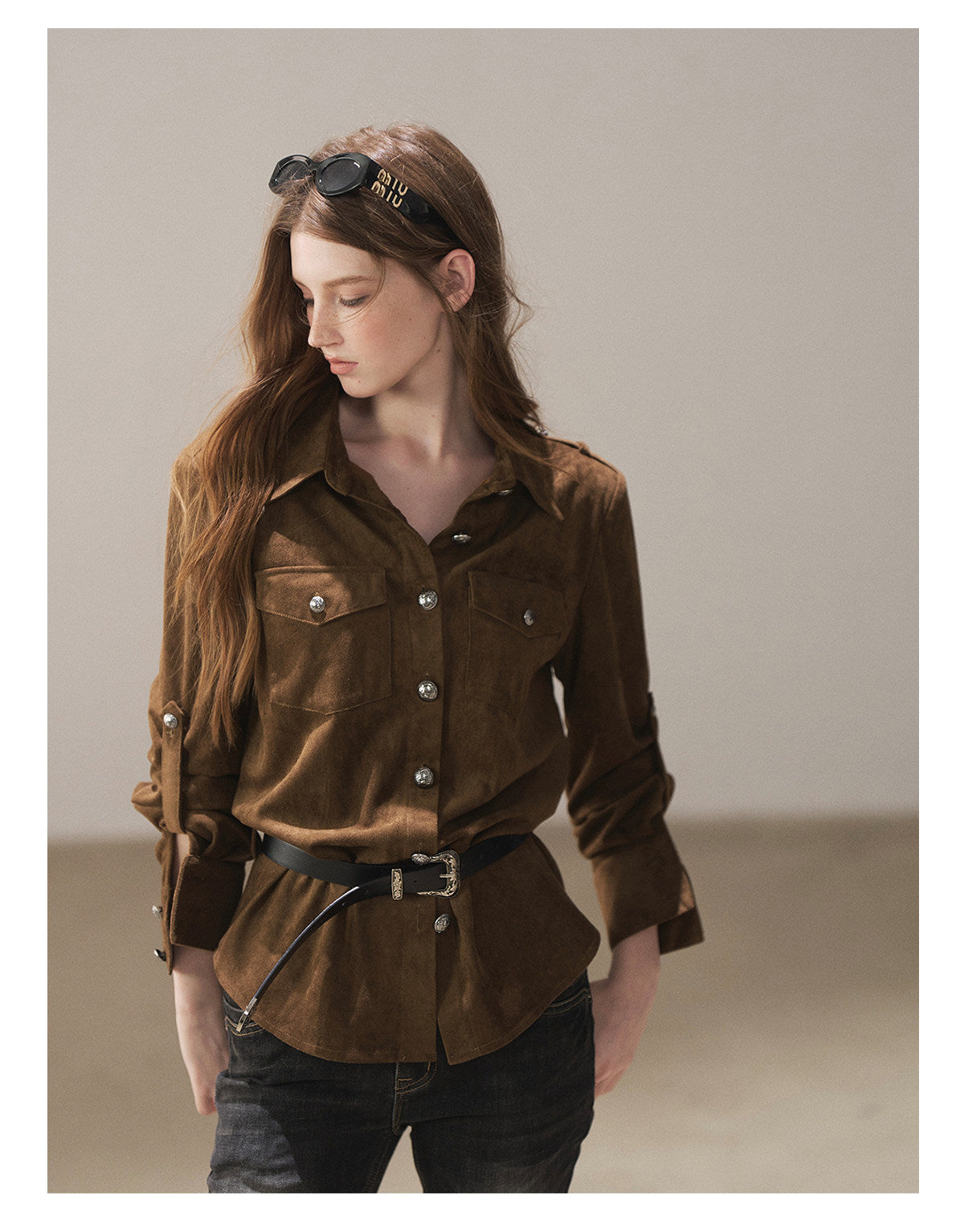 170726 "Scattered Across the Dunes" Rich Cocoa Utility Shirt with Belt