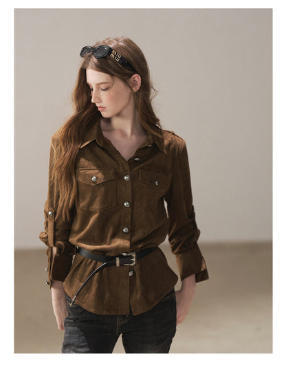 170726 "Scattered Across the Dunes" Rich Cocoa Utility Shirt with Belt