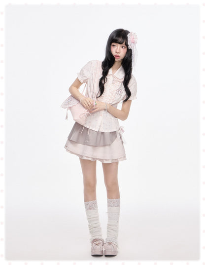 “Melly Melly” Cream & Gray Japanese School Girl Set