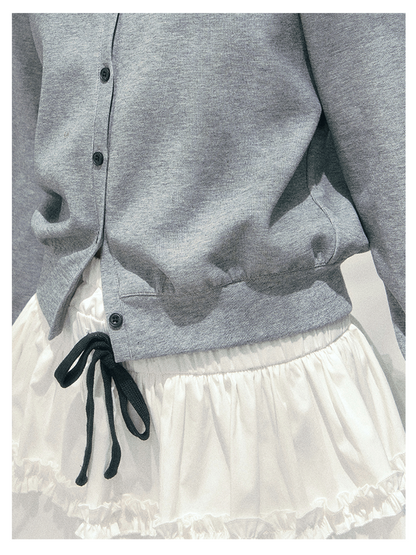 少也眼 “Hyde’s Diary” Layered Polo-Collar Knit Cropped Top