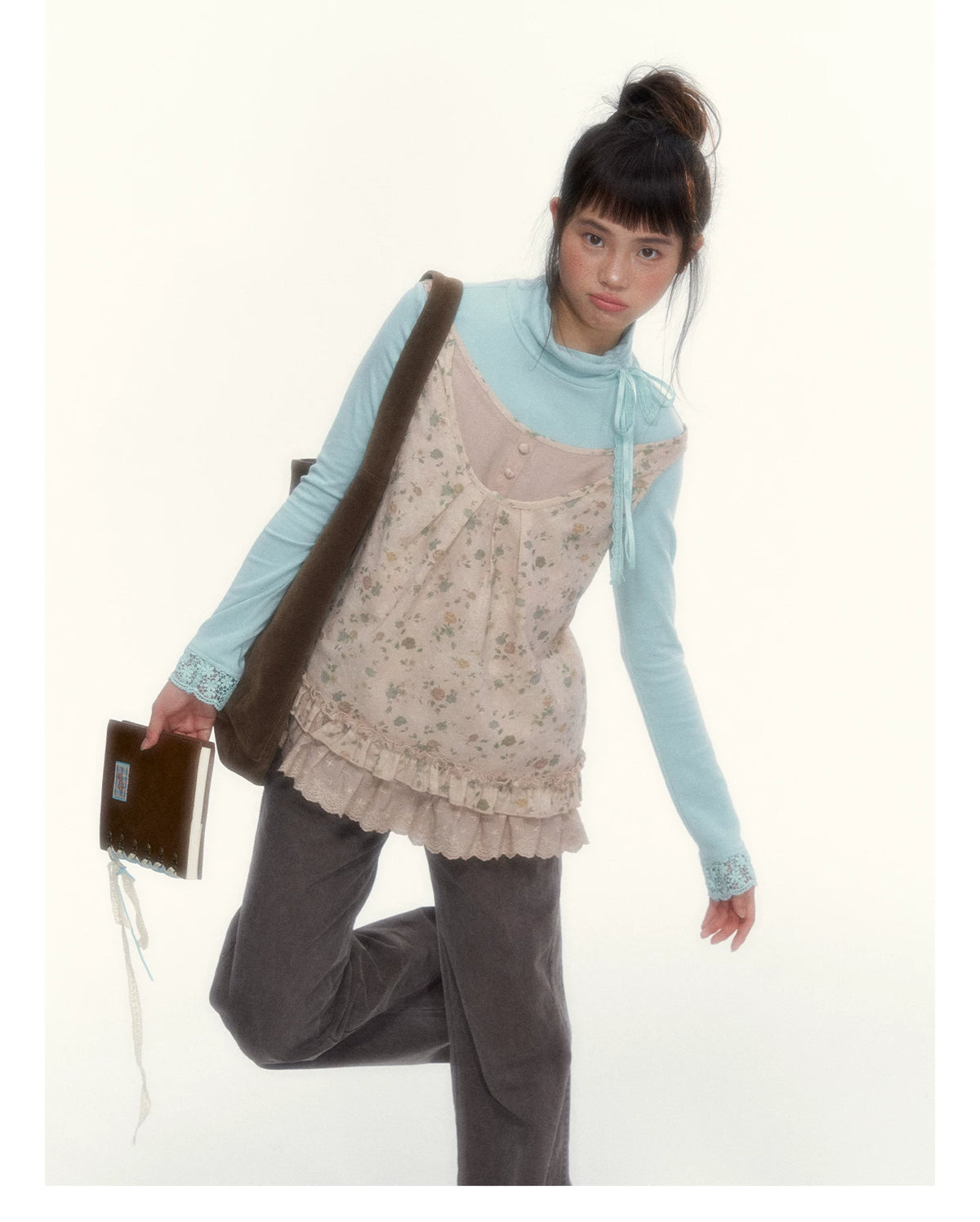 "A Season Called Autumn" Coffee Brown Vintage Washed Wide-Leg Utility Pants