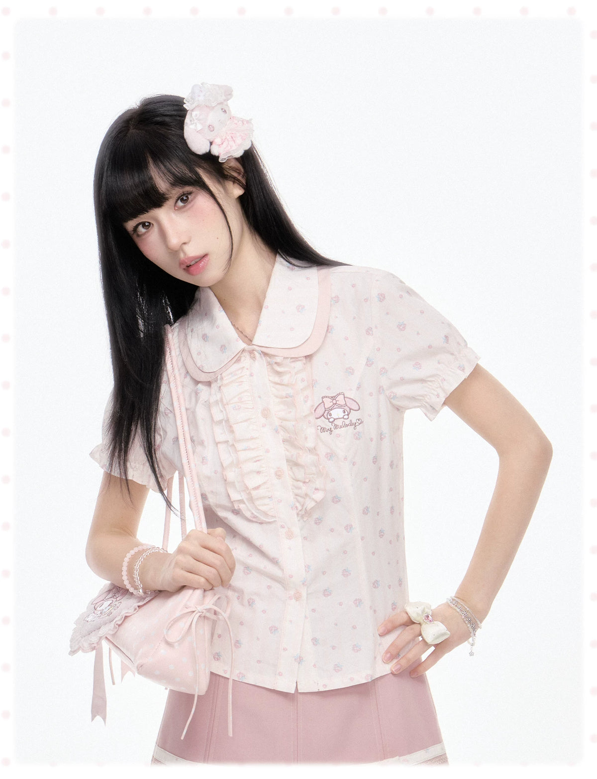 “Melly Melly” Cream & Gray Japanese School Girl Set