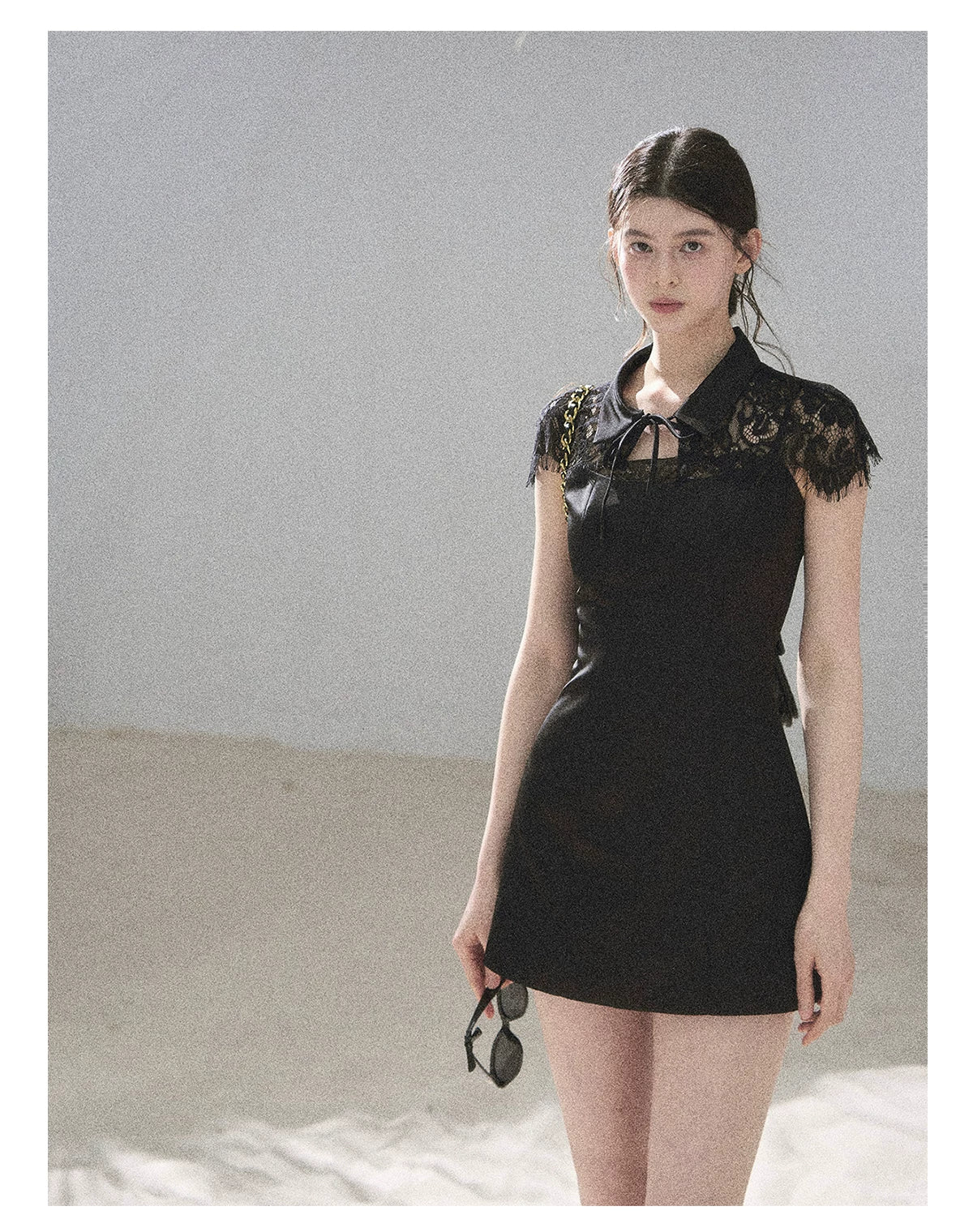 "Moonlit Rose Sonata" Tranquil Black Lace Mini Dress & Cape Set