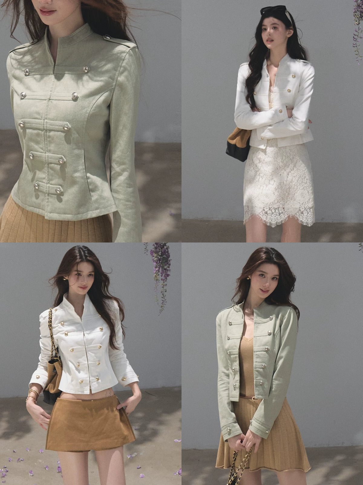 OAKMOO/ Napoleon-Style Fitted Cotton Jacket
