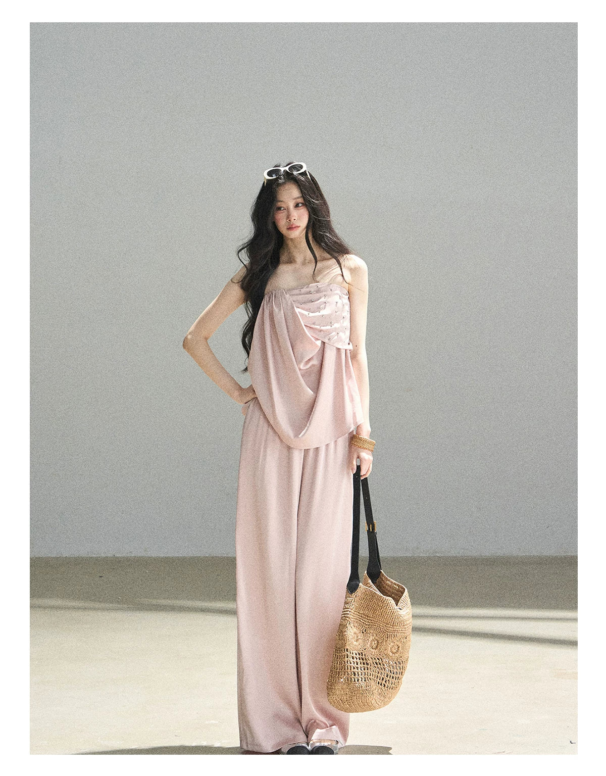 "Summer Rain at Dusk" Dusty Rose Satin Two-Piece Set