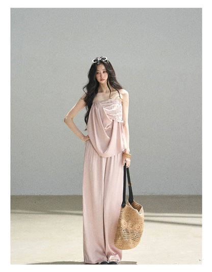 "Summer Rain at Dusk" Dusty Rose Satin Two-Piece Set