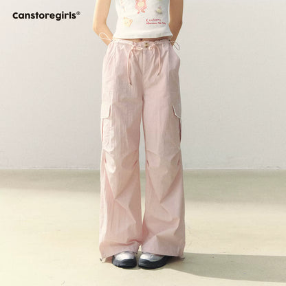 "Pink Haze Stroll" Sweet Utility Wide-Leg Cargo Pants LL2026061