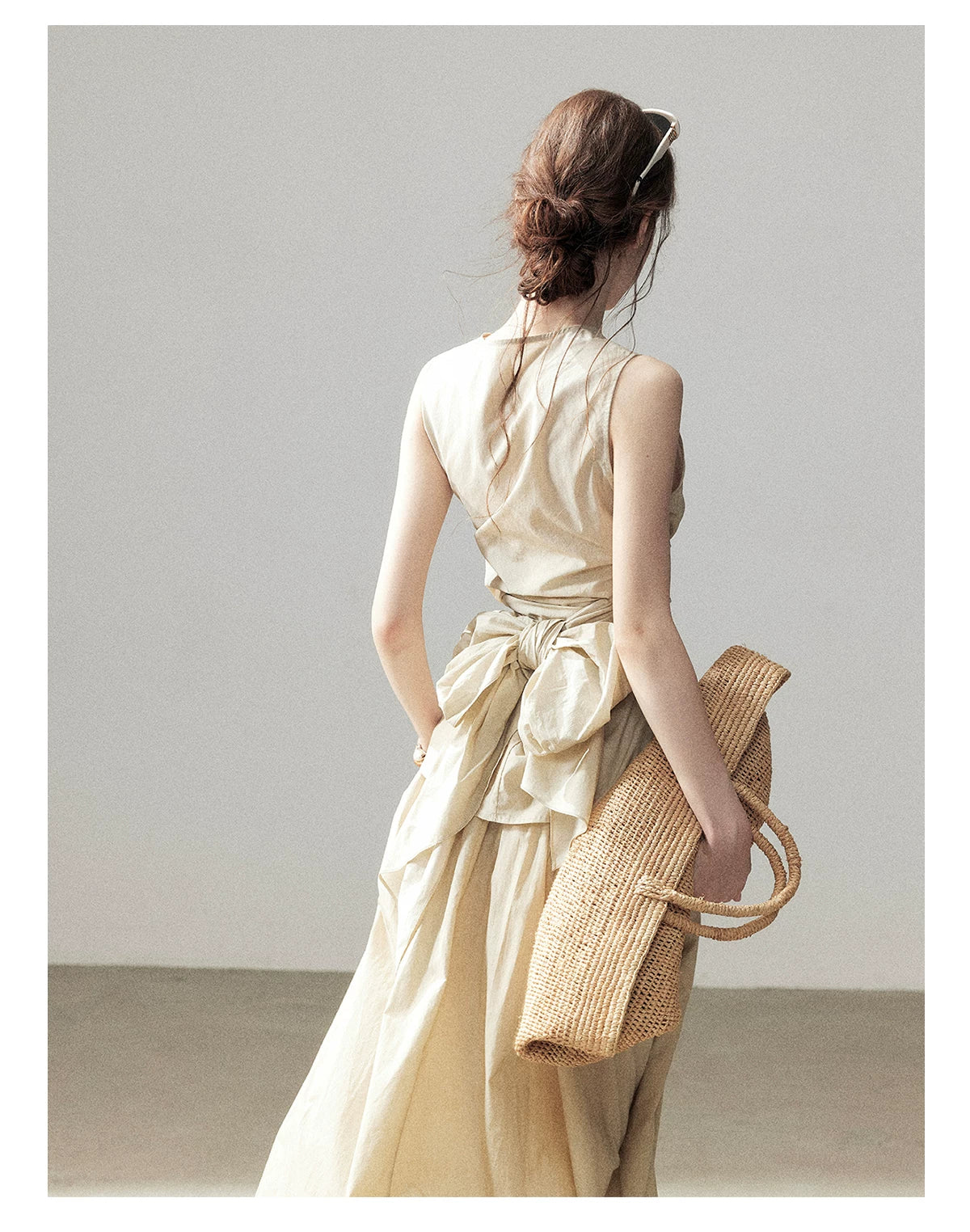 "The Last Falling Leaf" Milk Tea Lyocell Two-Piece Skirt Set