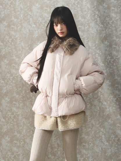 Soote Season - Sweet Cream Pink Faux-Fur Collar Puffer Jacket
