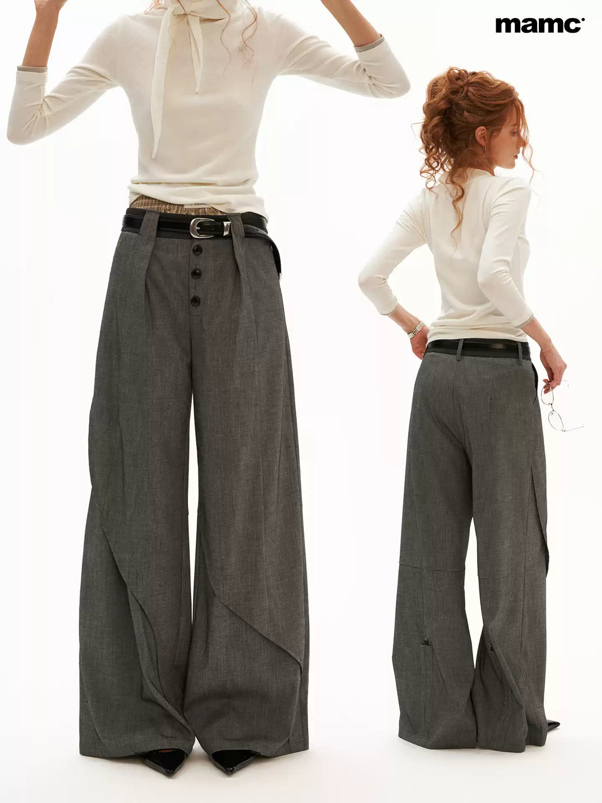 MAMC - Sculpted Linen-Blend Straight-Leg Trousers (Gray / Khaki)