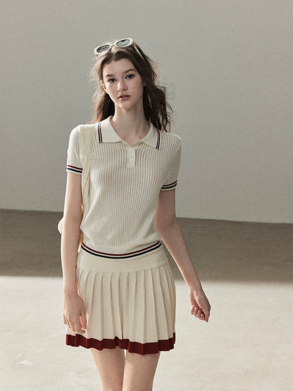 "The Softest Touch" Dutch Cream Collegiate Knit Top & Mini Skirt Set